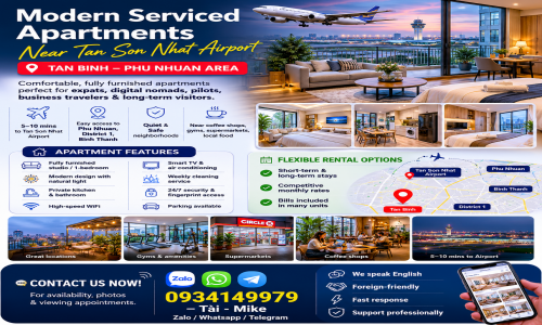 Modern Serviced Apartments Near Tan Son Nhat Airport, Tan Binh & Phu Nhuan – HCMC